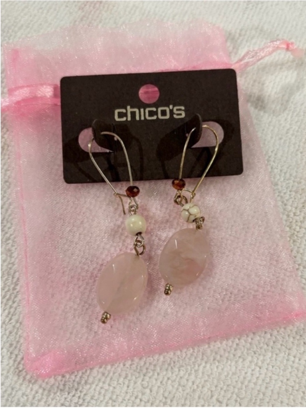 SALE Chico's Rose Pink Bead Dangle Earrings